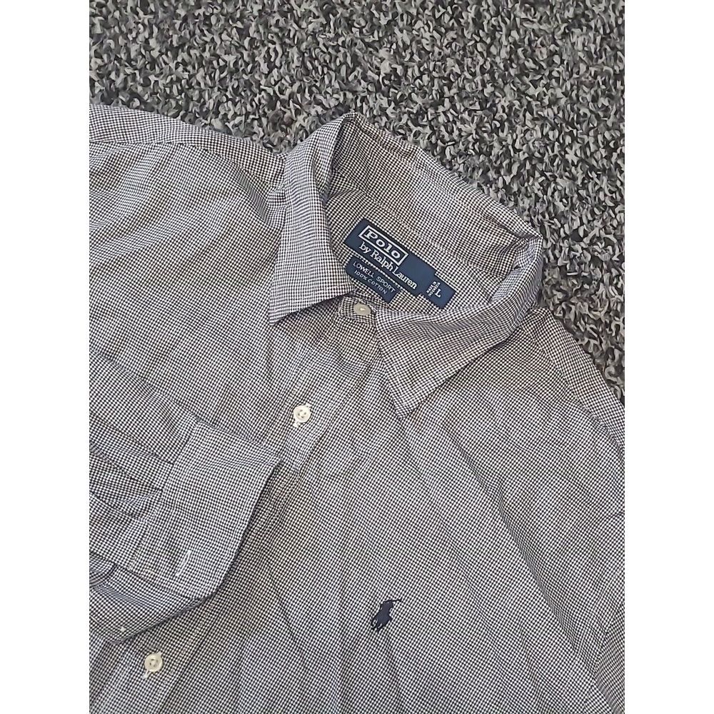 Polo‎ Ralph Lauren Lowell Sport Shirt Mens Large Blue Houndstooth Long Sleeve